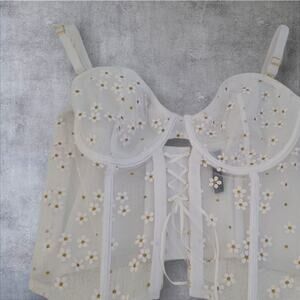Body Rage Daisies Kawaii Coquette Ballerina Corset Top Lingerie Sexy LG